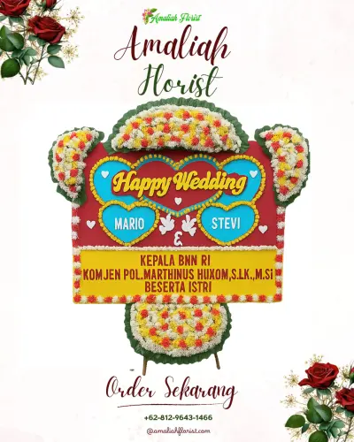 Karangan Papan Bunga Pernikahan di Labuhan Ratu Raya
